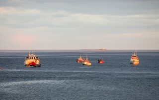 Fishing boats off the coast of Boulmer.
