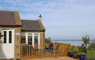Patio area outside Coble Cottage