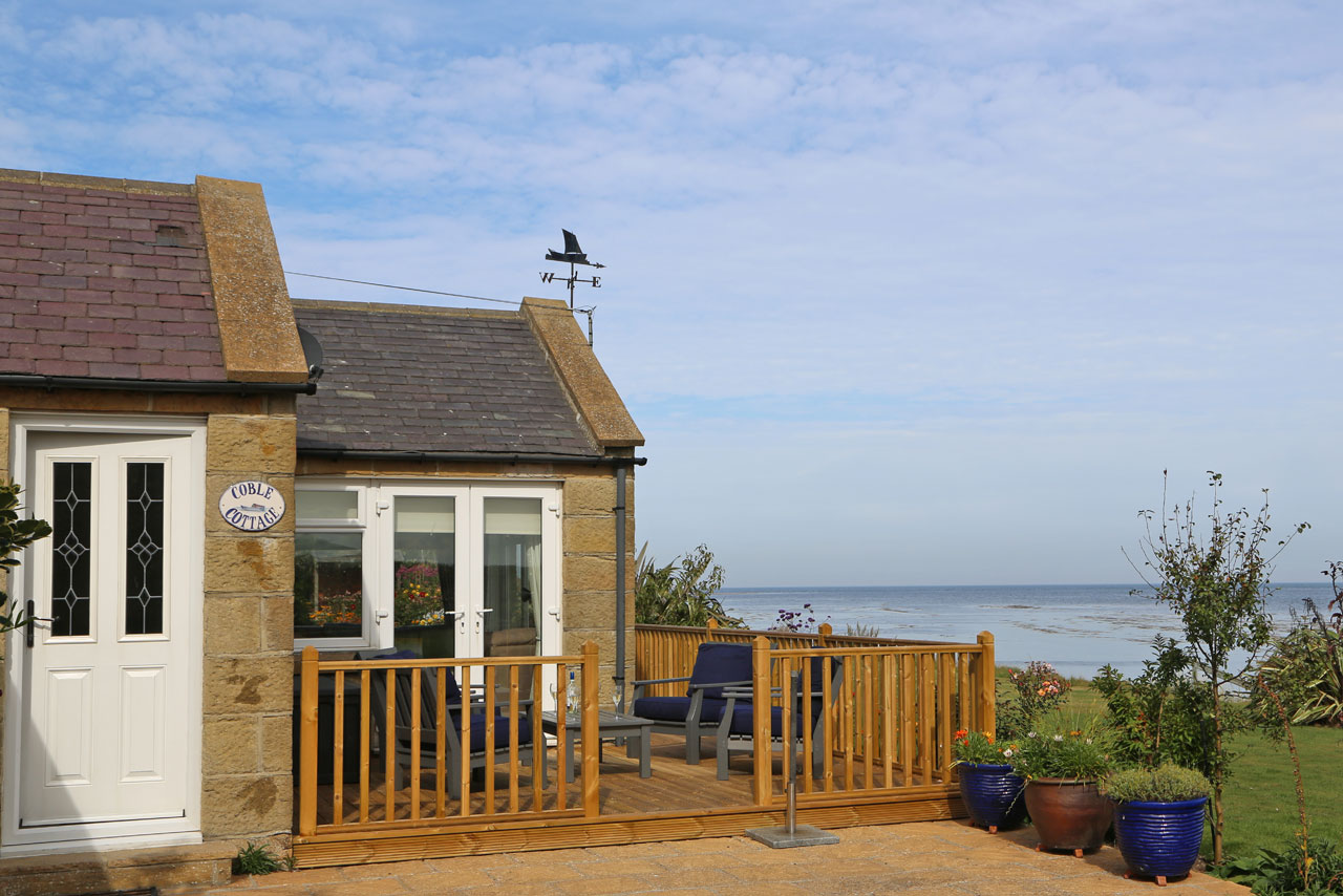 Patio area outside Coble Cottage